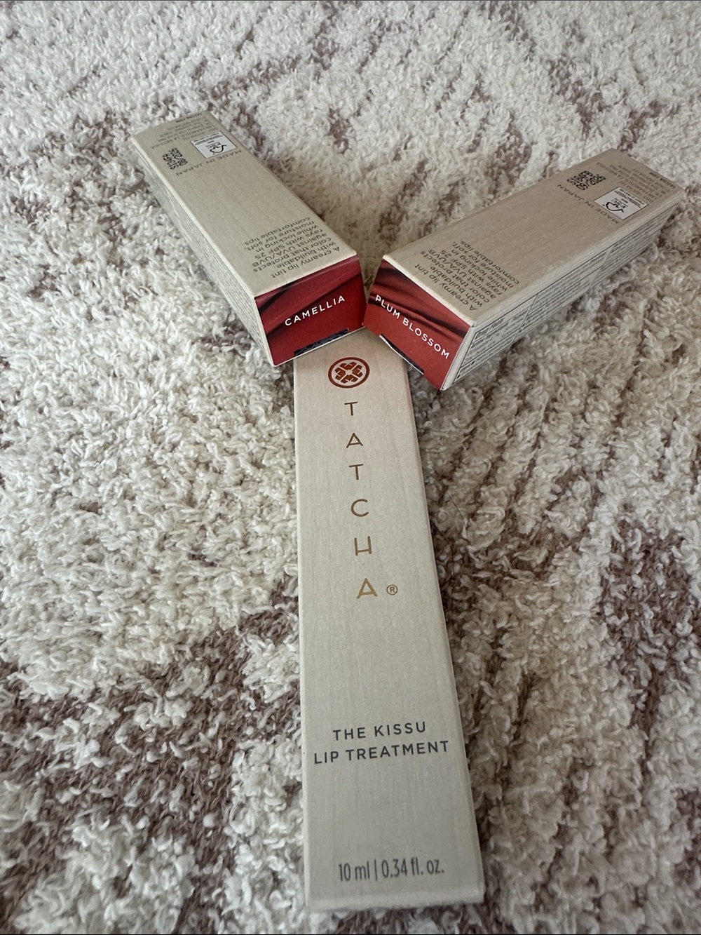 Tatcha Kissu Lip Collection Bundle NIB Lip Treatment 2 Lip Tints plum + camellia